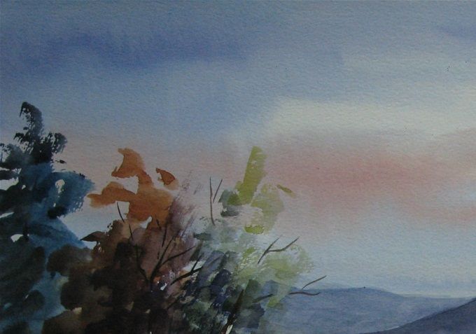 Lanalhue al atardecer-35x50 cms - año 2017------->VENDIDA